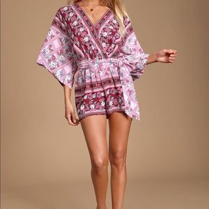 Lulus pink floral romper